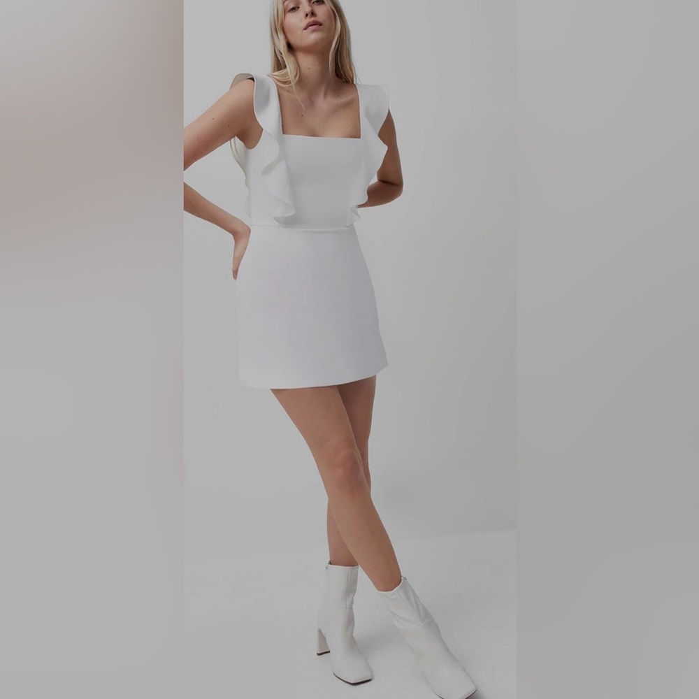 French connection whisper square neck ruffle dress size 6